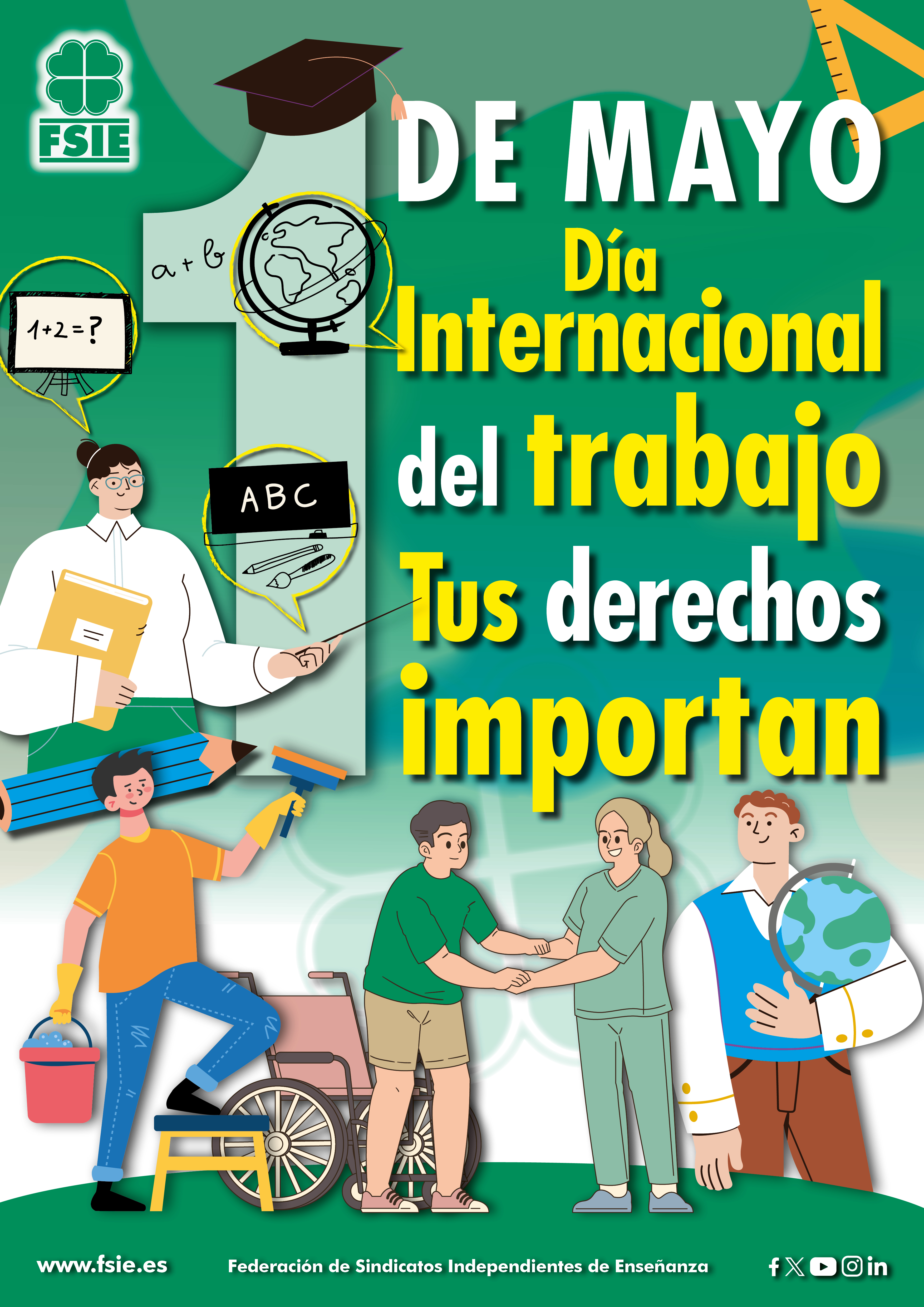 Cartel A3 Dia Trabajador 1 Mayo 2024