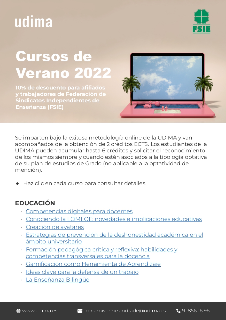 UDIMA CEF FSIE Cursos Verano 2022